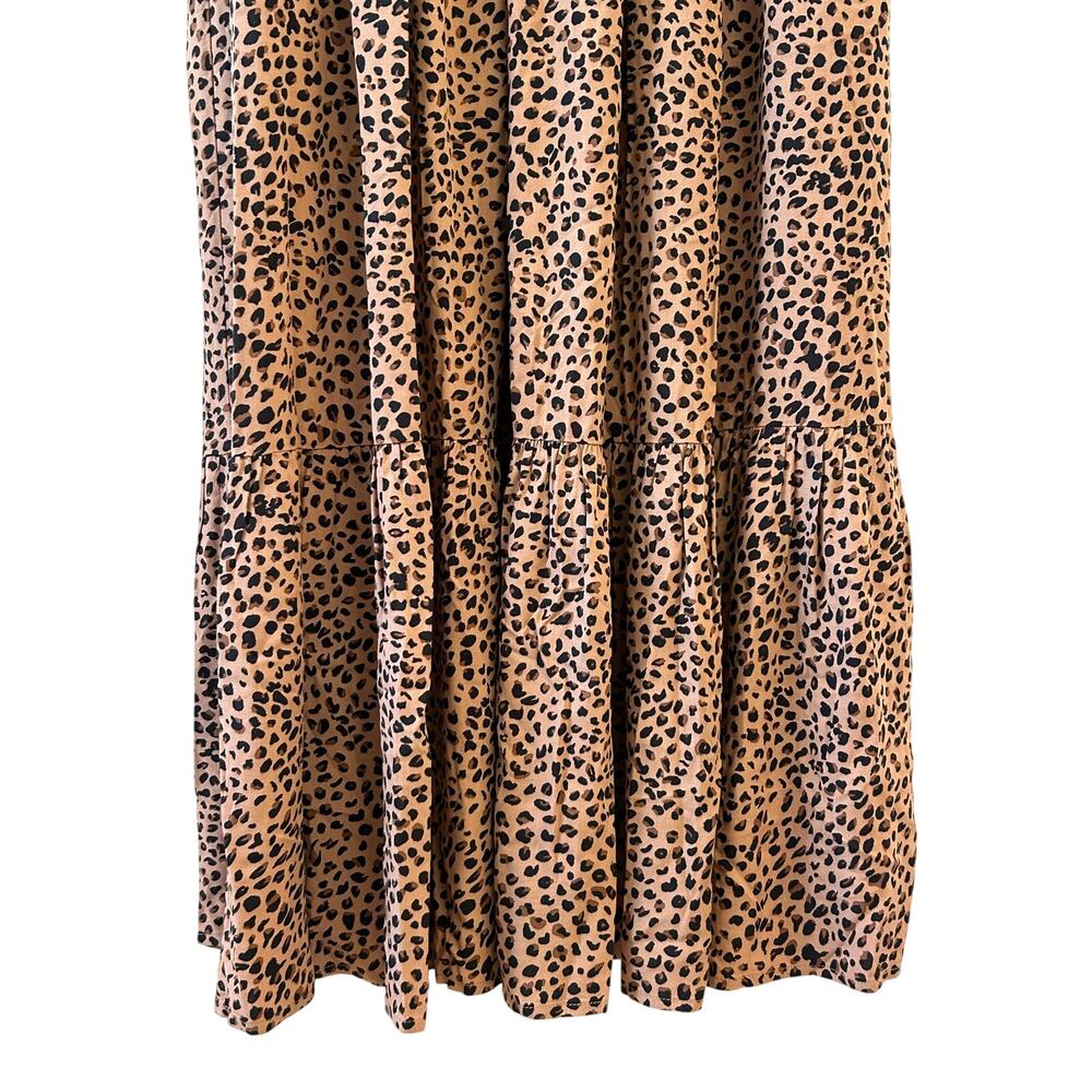 J. CREW Leopard Print Smocked Bodice Midi Dress XS Sleeveless Pockets - Picture 5 of 11